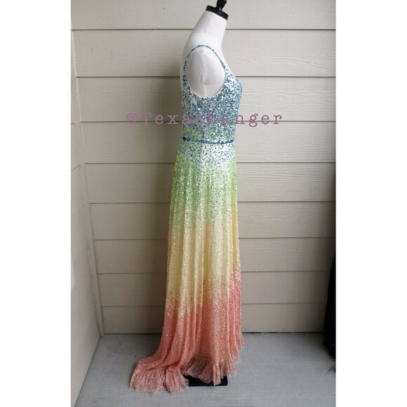 NWT Mac Duggal Sequin Gradient Multi Pastel Color Evening Gown Size 4 5691 - Picture 9 of 10